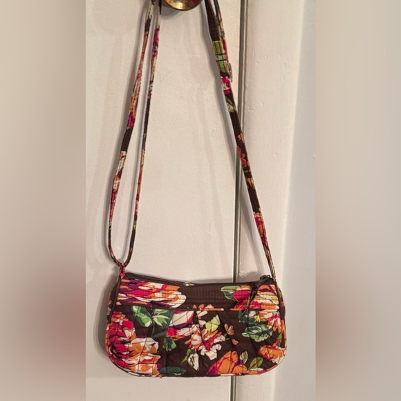 Vera Bradley Handbags - Vera Bradley Brown and Pink Crossbody Bag with Floral Design